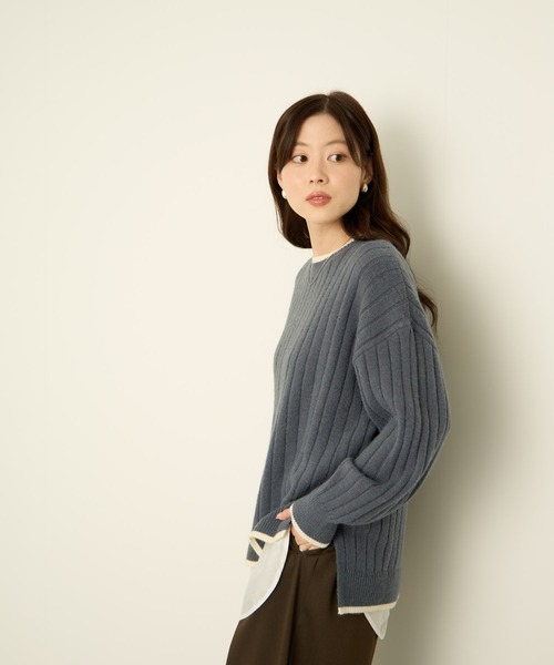 NAVY(ネイビー)の「nAvy もちり配色クルーネック(ニット/セーター・レディース・ベージュ/ブラック/チャコールグレー/ミント/ダークブルー・L/M)」の17枚目の写真