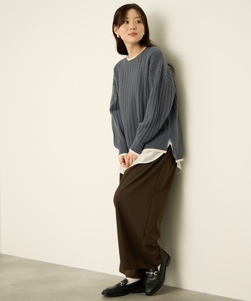 NAVY(ネイビー)の「nAvy もちり配色クルーネック(ニット/セーター・レディース・ベージュ/ブラック/チャコールグレー/ミント/ダークブルー・L/M)」の18枚目の写真
