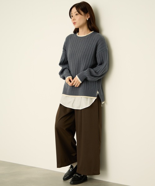 NAVY(ネイビー)の「nAvy もちり配色クルーネック(ニット/セーター・レディース・ベージュ/ブラック/チャコールグレー/ミント/ダークブルー・L/M)」の19枚目の写真