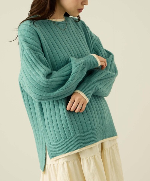 NAVY(ネイビー)の「nAvy もちり配色クルーネック(ニット/セーター・レディース・ベージュ/ブラック/チャコールグレー/ミント/ダークブルー・L/M)」の20枚目の写真
