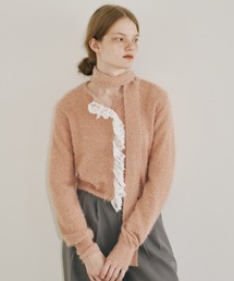idem | lace frill shaggy knit cardigan / レースシャギーニットカーディガン(カーディガン/ボレロ)