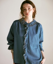 RNA-N | B2929 インディゴシャンブレーフリルシャツ(シャツ/ブラウス)