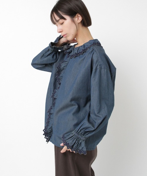 RNA-N(アールエヌエーエヌ)の「B2929 インディゴシャンブレーフリルシャツ(シャツ/ブラウス・レディース・インディゴブルー/ライトインディゴブルー・FREE)」の17枚目の写真