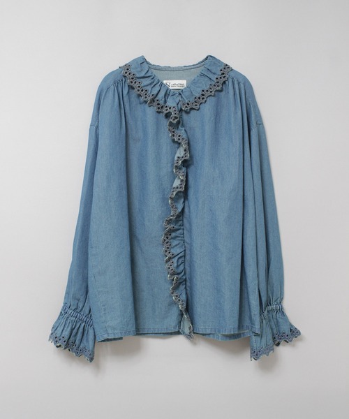 RNA-N(アールエヌエーエヌ)の「B2929 インディゴシャンブレーフリルシャツ(シャツ/ブラウス・レディース・インディゴブルー/ライトインディゴブルー・FREE)」の6枚目の写真