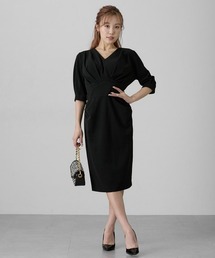 Nissen glamor | 【大きい胸専用】ウエストマークタイトワンピース(ポケット付)(ワンピース)