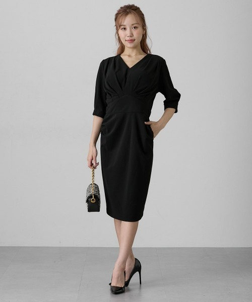 Nissen glamor（ニッセングラマー）の「【大きい胸専用】ウエストマークタイトワンピース（ポケット付）（ワンピース・レディース・ダークネイビー/ブラック・M/L/LL）」の18枚目の写真