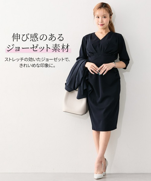 Nissen glamor（ニッセングラマー）の「【大きい胸専用】ウエストマークタイトワンピース（ポケット付）（ワンピース・レディース・ダークネイビー/ブラック・M/L/LL）」の15枚目の写真