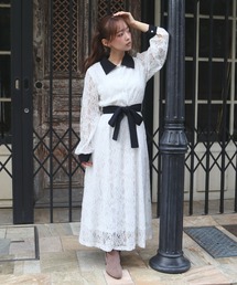 CECIL McBEE | レース配色クレリックワンピース(ワンピース)