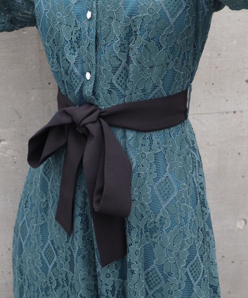 CECIL McBEE（セシルマクビー）の「レース配色クレリックワンピース（ワンピース・レディース・ブラック/アイボリー/ネイビー/ターコイズブルー・MEDIUM）」の18枚目の写真