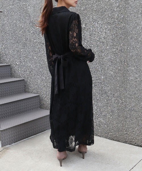 CECIL McBEE（セシルマクビー）の「レース配色クレリックワンピース（ワンピース・レディース・ブラック/アイボリー/ネイビー/ターコイズブルー・MEDIUM）」の22枚目の写真