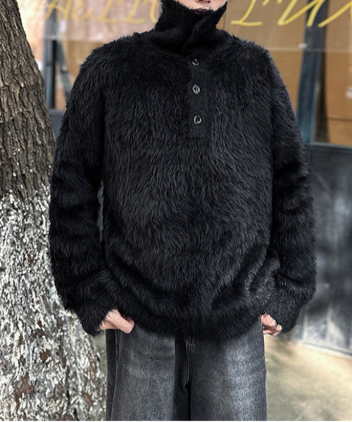 neos(ネオス)の「【neos】ルーズシルエット シャギー ハイネック ニット セーター プルオーバー(ニット/セーター・メンズ・ブラック/ホワイト・MEDIUM/LARGE/X-LARGE)」の13枚目の写真