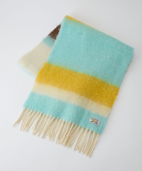 PENNEYS（ぺニーズ）の「PENNEYS/ペニーズ 別注 THE FOX ロゴタグ ボリューム ボーダーマフラー（マフラー・レディース・グレー系/ブルー系2/ブルー系1/ブルー系/ピンク系・FREE）」の7枚目の写真