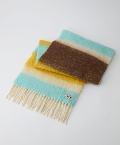 PENNEYS（ぺニーズ）の「PENNEYS/ペニーズ 別注 THE FOX ロゴタグ ボリューム ボーダーマフラー（マフラー・レディース・グレー系/ブルー系2/ブルー系1/ブルー系/ピンク系・FREE）」の8枚目の写真