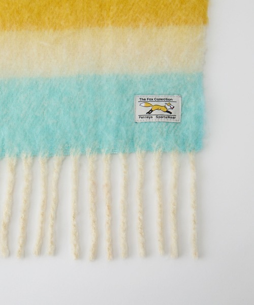 PENNEYS（ぺニーズ）の「PENNEYS/ペニーズ 別注 THE FOX ロゴタグ ボリューム ボーダーマフラー（マフラー・レディース・グレー系/ブルー系2/ブルー系1/ブルー系/ピンク系・FREE）」の10枚目の写真