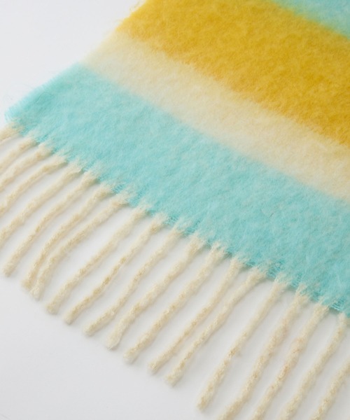 PENNEYS（ぺニーズ）の「PENNEYS/ペニーズ 別注 THE FOX ロゴタグ ボリューム ボーダーマフラー（マフラー・レディース・グレー系/ブルー系2/ブルー系1/ブルー系/ピンク系・FREE）」の11枚目の写真