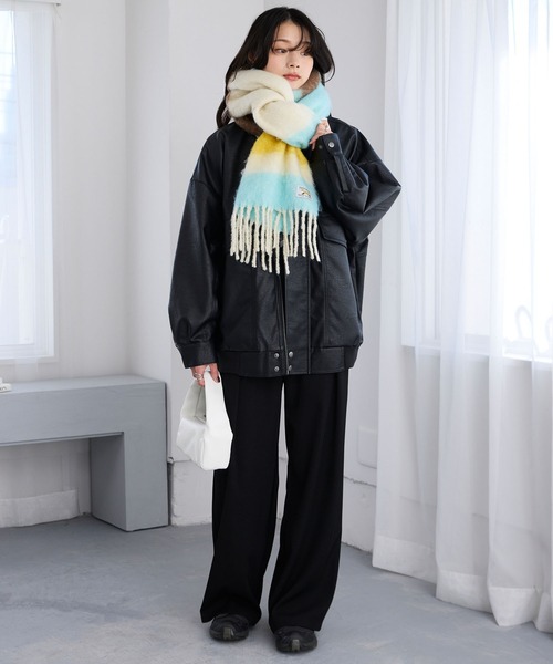 PENNEYS/ペニーズ 別注 THE FOX ロゴタグ ボリューム ボーダーマフラー