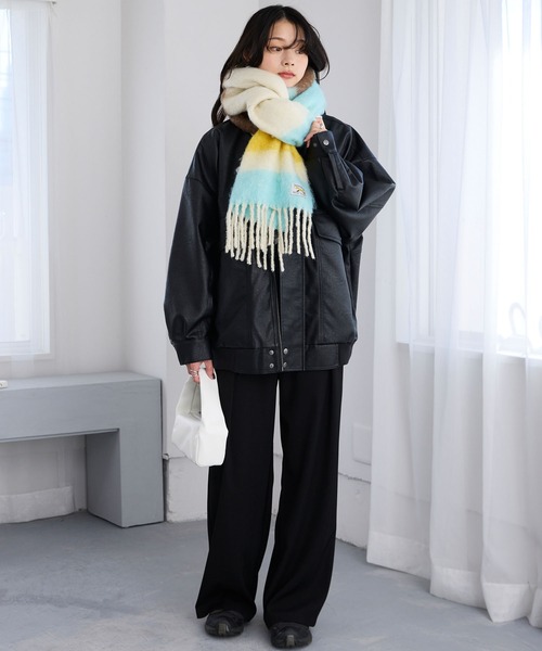 PENNEYS/ペニーズ 別注 THE FOX ロゴタグ ボリューム ボーダーマフラー