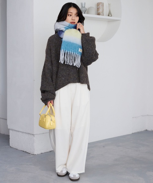 PENNEYS/ペニーズ 別注 THE FOX ロゴタグ ボリューム ボーダーマフラー