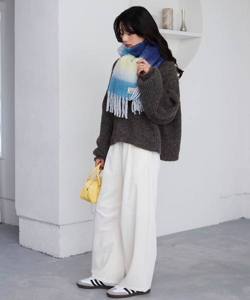 PENNEYS/ペニーズ 別注 THE FOX ロゴタグ ボリューム ボーダーマフラー