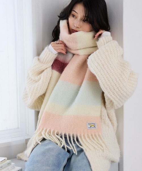 PENNEYS/ペニーズ 別注 THE FOX ロゴタグ ボリューム ボーダーマフラー