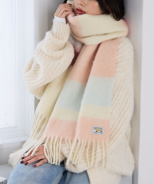 PENNEYS/ペニーズ 別注 THE FOX ロゴタグ ボリューム ボーダーマフラー