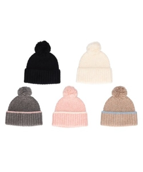 milsa（ミルサ）の「milsa/ミルサ ビーニーポンポン ニット帽 254061215（ニットキャップ/ビーニー・レディース・ホワイト/ピンク/ブラック/グレー/ライトブラウン・FREE）」の9枚目の写真