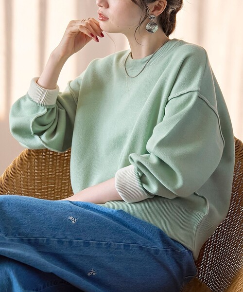 coen（コーエン）の「【新色登場】スウェットライク2wayニット（ニット/セーター・レディース・ブラック/モカ/オレンジ/コバルトブルー/ライトグレー/ライム・M/L）」の4枚目の写真