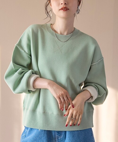 coen（コーエン）の「【新色登場】スウェットライク2wayニット（ニット/セーター・レディース・ブラック/モカ/オレンジ/コバルトブルー/ライトグレー/ライム・M/L）」の13枚目の写真