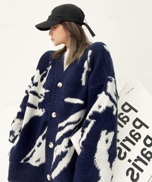 Dalfwin | 韓国ファッション 総柄ニットカーディガン(カーディガン/ボレロ)