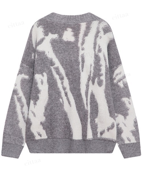 Dalfwin(ダールフィン)の「韓国ファッション 総柄ニットカーディガン(カーディガン/ボレロ・レディース・ネイビー/グレー・FREE)」の16枚目の写真