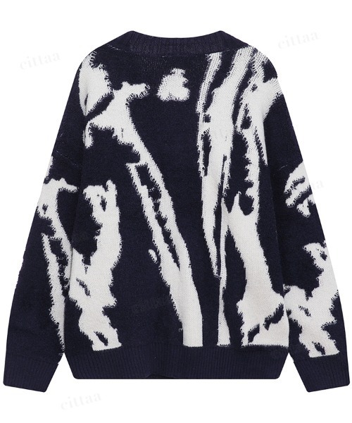 Dalfwin(ダールフィン)の「韓国ファッション 総柄ニットカーディガン(カーディガン/ボレロ・レディース・ネイビー/グレー・FREE)」の20枚目の写真