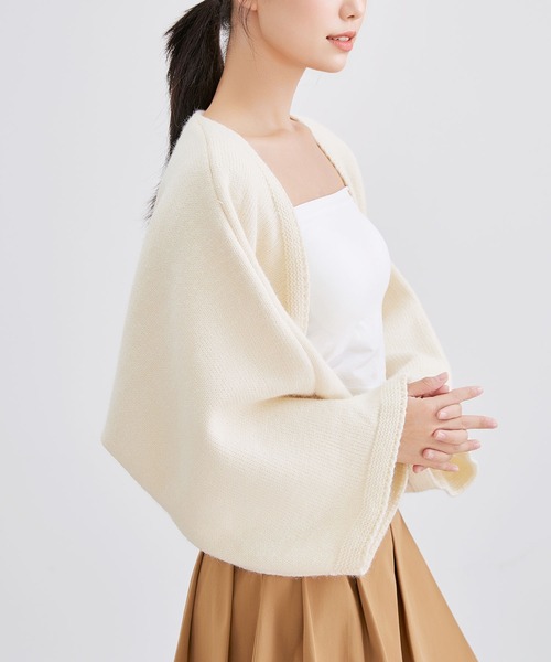 Lace Ladies(レースレディース)の「【2点セット】ボーダー ショール ニット カーディガン(アンサンブル・レディース・ブラック/アイボリー/グレー/ブラウン・FREE)」の19枚目の写真