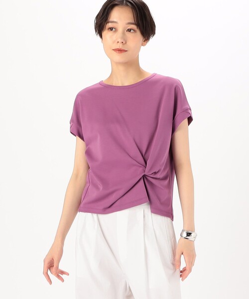 K.T KIYOKO TAKASE（キヨコタカセ）の「【 一部WEB限定カラー 】コットン強撚ポンチ デザインタックシャツ（Tシャツ/カットソー・レディース・ブルー/サックスブルー/ラベンダー/ベージュ/ミント/ピンク・9号/11号）」の6枚目の写真