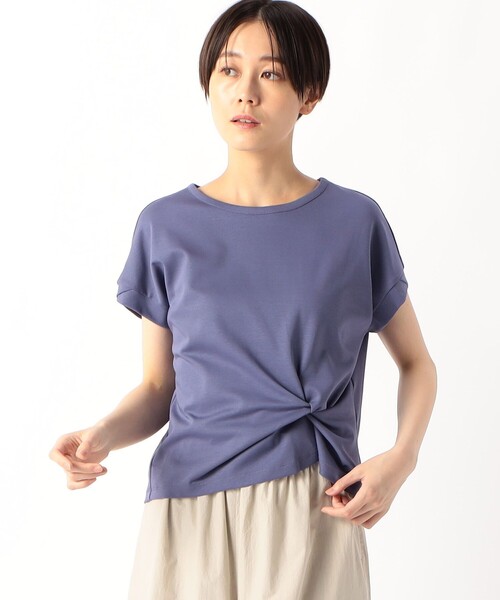 K.T KIYOKO TAKASE（キヨコタカセ）の「【 一部WEB限定カラー 】コットン強撚ポンチ デザインタックシャツ（Tシャツ/カットソー・レディース・ブルー/サックスブルー/ラベンダー/ベージュ/ミント/ピンク・9号/11号）」の4枚目の写真