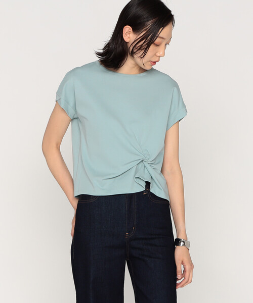 K.T KIYOKO TAKASE（キヨコタカセ）の「【 一部WEB限定カラー 】コットン強撚ポンチ デザインタックシャツ（Tシャツ/カットソー・レディース・ブルー/サックスブルー/ラベンダー/ベージュ/ミント/ピンク・9号/11号）」の2枚目の写真