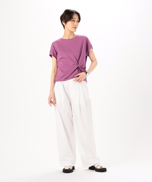 K.T KIYOKO TAKASE（キヨコタカセ）の「【 一部WEB限定カラー 】コットン強撚ポンチ デザインタックシャツ（Tシャツ/カットソー・レディース・ブルー/サックスブルー/ラベンダー/ベージュ/ミント/ピンク・9号/11号）」の8枚目の写真