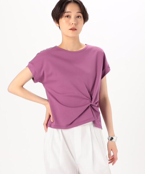 K.T KIYOKO TAKASE（キヨコタカセ）の「【 一部WEB限定カラー 】コットン強撚ポンチ デザインタックシャツ（Tシャツ/カットソー・レディース・ブルー/サックスブルー/ラベンダー/ベージュ/ミント/ピンク・9号/11号）」の7枚目の写真