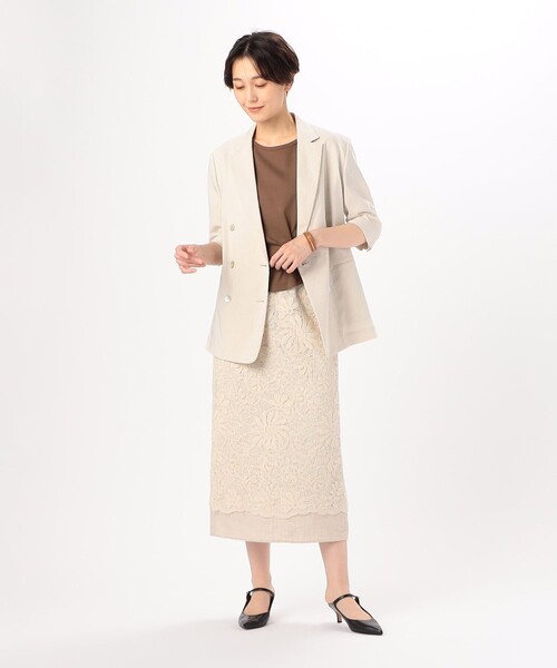 K.T KIYOKO TAKASE（キヨコタカセ）の「【 一部WEB限定カラー 】コットン強撚ポンチ デザインタックシャツ（Tシャツ/カットソー・レディース・ブルー/サックスブルー/ラベンダー/ベージュ/ミント/ピンク・9号/11号）」の9枚目の写真