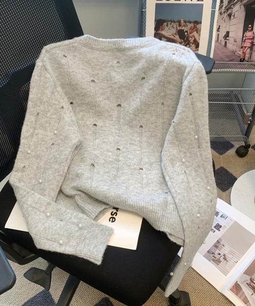 Miniministore（ミニミニストア）の「パール付き ニットカーディガン大人可愛い（ニット/セーター・レディース・ブルー/グレー/アイボリー・FREE）」の13枚目の写真