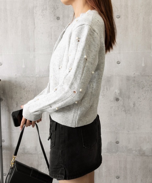 Miniministore（ミニミニストア）の「パール付き ニットカーディガン大人可愛い（ニット/セーター・レディース・ブルー/グレー/アイボリー・FREE）」の9枚目の写真
