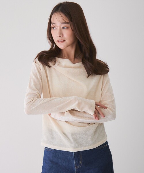 Jayro(ジャイロ)の「ドレープフロッキーメッシュプルオーバー(Tシャツ/カットソー・レディース・ホワイト系その他2/ベージュ/ダークブラウン/チャコールグレー・M)」の20枚目の写真