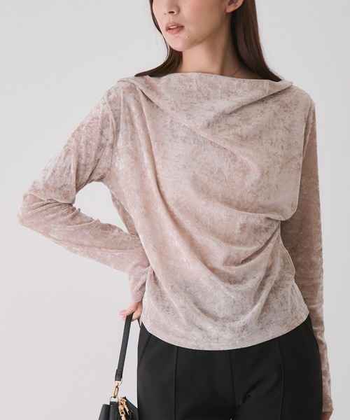 Jayro(ジャイロ)の「ドレープフロッキーメッシュプルオーバー(Tシャツ/カットソー・レディース・ホワイト系その他2/ベージュ/ダークブラウン/チャコールグレー・M)」の4枚目の写真