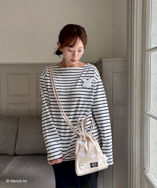 MIIA（ミーア）の「miffy ナインチェワンポイントボーダーロンT（Tシャツ/カットソー・レディース・ブラック/ブルー・FREE）」の3枚目の写真