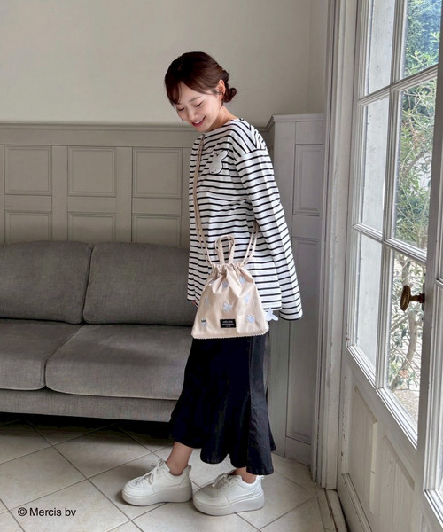 MIIA（ミーア）の「miffy ナインチェワンポイントボーダーロンT（Tシャツ/カットソー・レディース・ブラック/ブルー・FREE）」の6枚目の写真