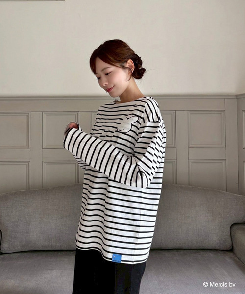 MIIA（ミーア）の「miffy ナインチェワンポイントボーダーロンT（Tシャツ/カットソー・レディース・ブラック/ブルー・FREE）」の7枚目の写真