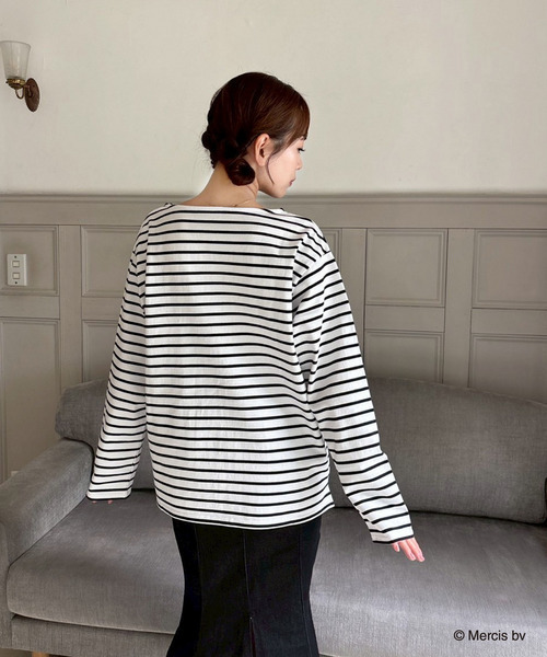 MIIA（ミーア）の「miffy ナインチェワンポイントボーダーロンT（Tシャツ/カットソー・レディース・ブラック/ブルー・FREE）」の10枚目の写真