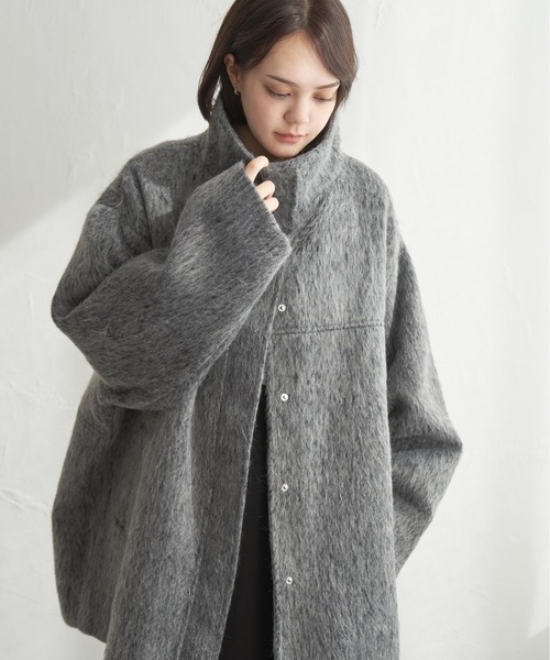 notch.（ノッチ）の「【 notch.by yui 】シャギースタンドカラーコート（ブルゾン・レディース・マスタード/グレー/チャコールグレー・M/TM）」の2枚目の写真