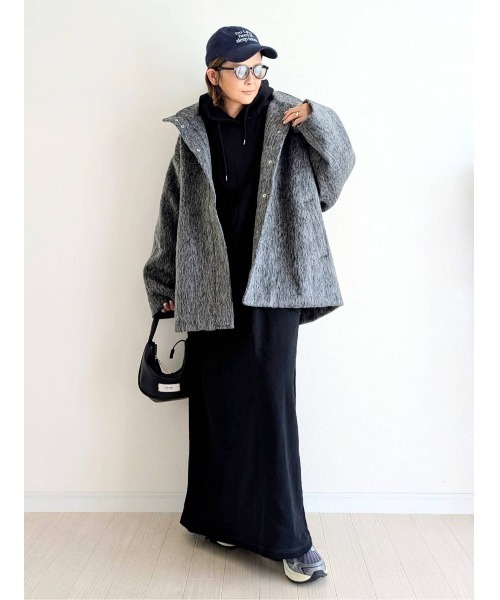 シャギースタンドカラーコート ステンカラーコート コート シャギースタンドカラーコート