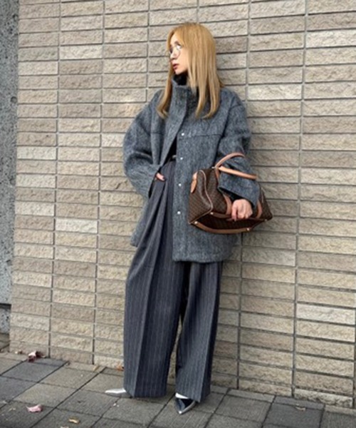 notch.（ノッチ）の「【 notch.by yui 】シャギースタンドカラーコート（ブルゾン・レディース・マスタード/グレー/チャコールグレー・M/TM）」の6枚目の写真