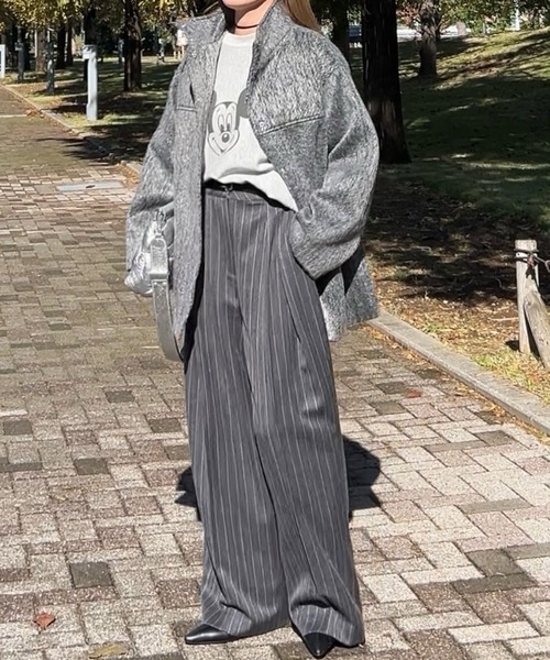 notch.（ノッチ）の「【 notch.by yui 】シャギースタンドカラーコート（ブルゾン・レディース・マスタード/グレー/チャコールグレー・M/TM）」の7枚目の写真